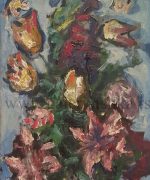 Milan Konjovic 81x47cm – Bozuri. lale – 1977. godina – ulje na lesonitu – monografija broj 2962 – svojstvo kulturnog dobra